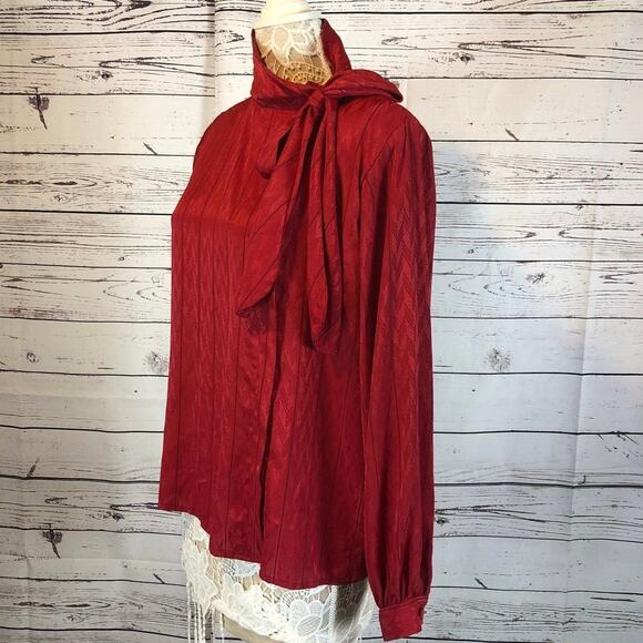NWT Vintage David Matthew Red blouse with side necktie size 16 - Picture 3 of 12